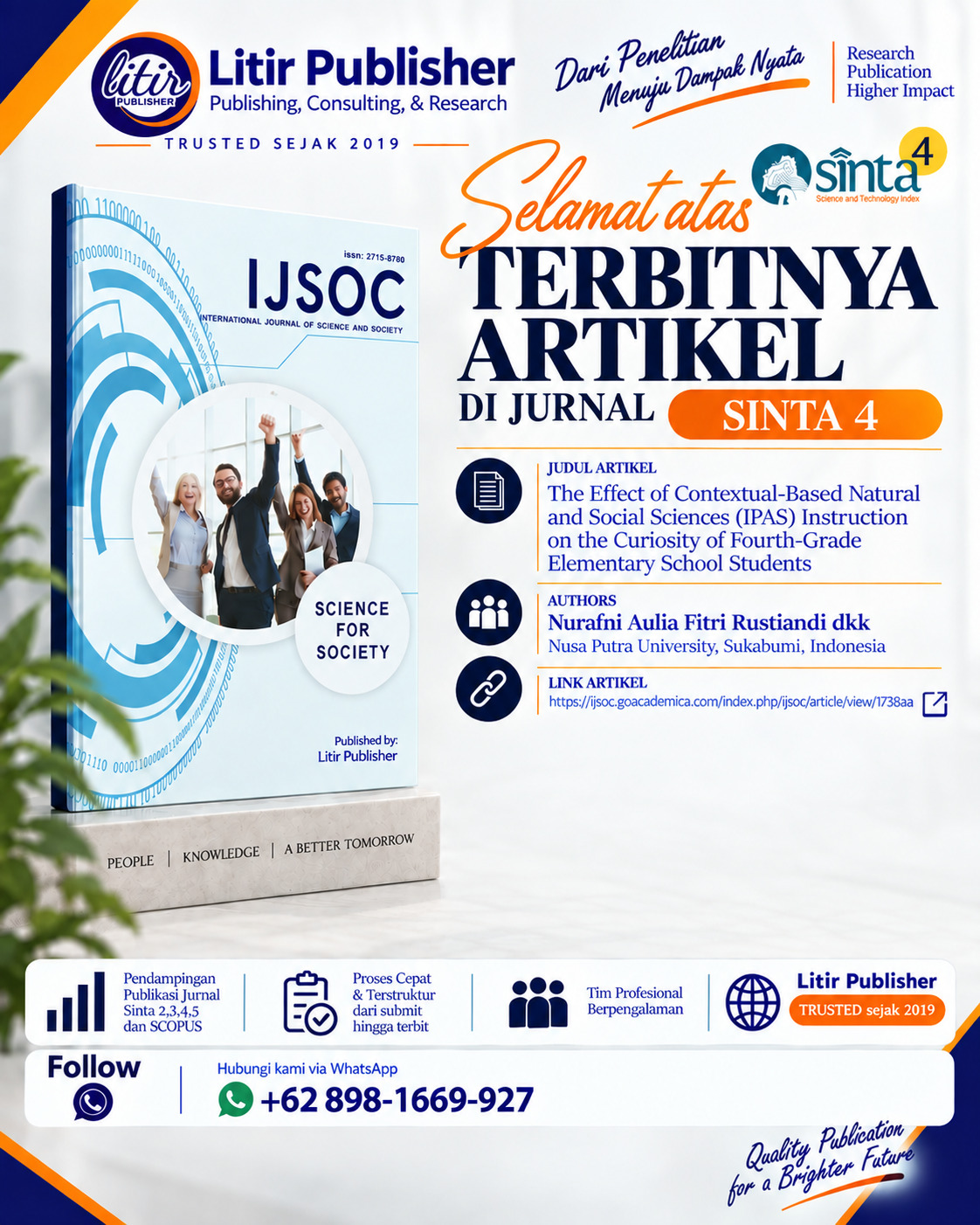 Selamat atas TERBITNYA Artikel di JURNAL SINTA 4